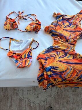 3 Pc Bathing Suit- Bikini with Cover Up